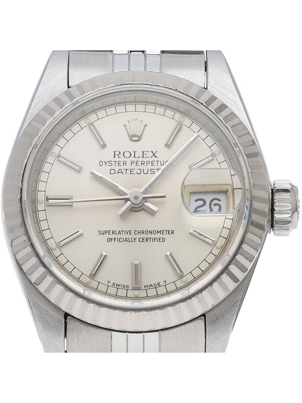 Rolex Datejust Watch 18k White Gold SS Silver